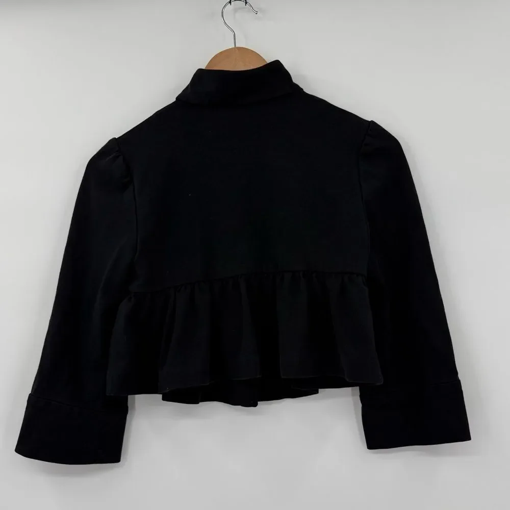 Diane Von Furstenberg Nedia Cropped Peplum Jacket in Black | Size 6 - Picture 4 of 6